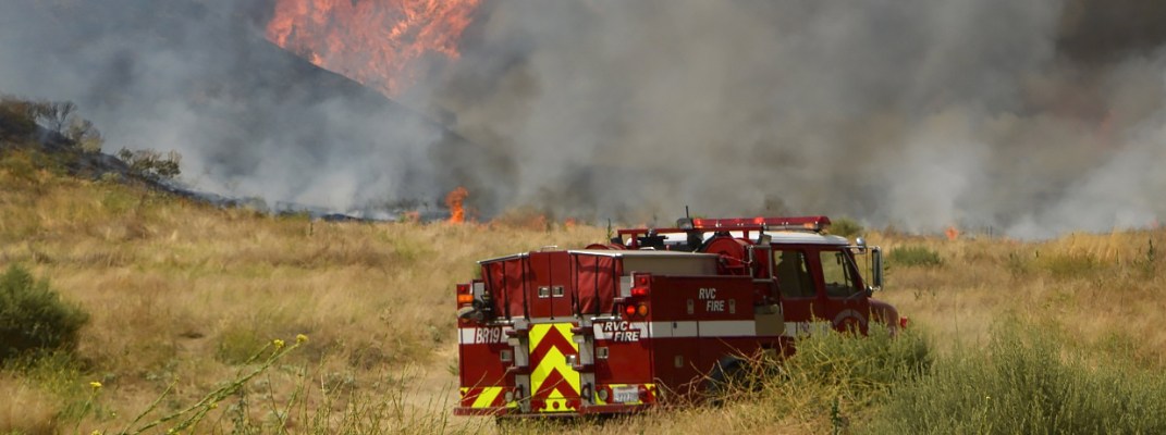 Riverside County Fire Truck at a fire.