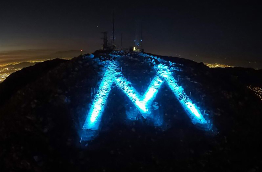 The Moreno Valley "M" lit