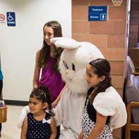 Child gathering eggs